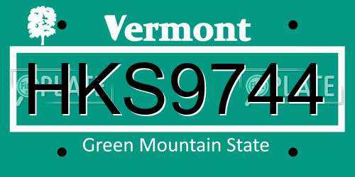HKS9744 Vermont License Plate