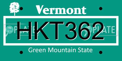 HKT362 Vermont License Plate
