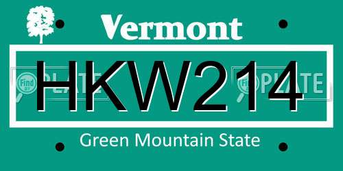 HKW214 Vermont License Plate