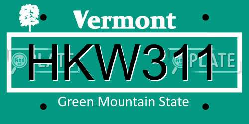 HKW311 Vermont License Plate