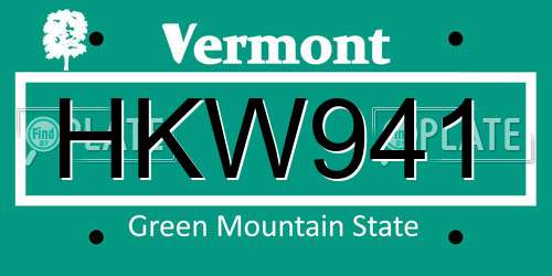 HKW941 Vermont License Plate