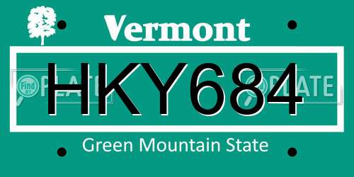HKY684 Vermont License Plate