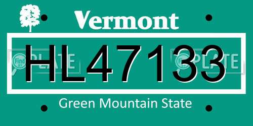HL47133 Vermont License Plate