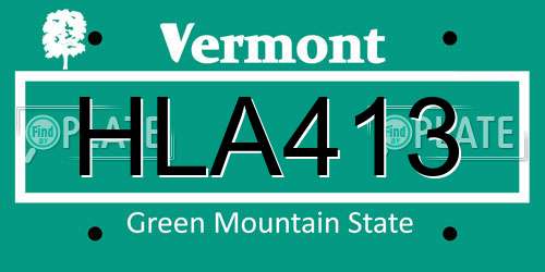 HLA413 Vermont License Plate