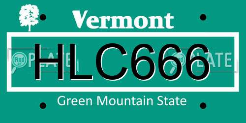 HLC666 Vermont License Plate