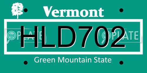 HLD702 Vermont License Plate