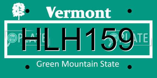 HLH159 Vermont License Plate