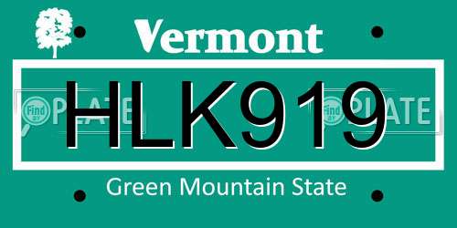 HLK919 Vermont License Plate