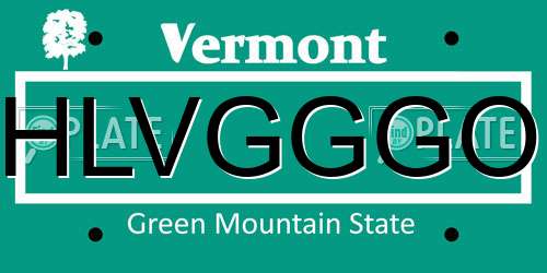 HLVGGGO Vermont License Plate