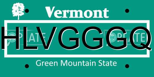HLVGGGQ Vermont License Plate