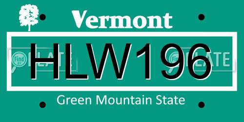 HLW196 Vermont License Plate
