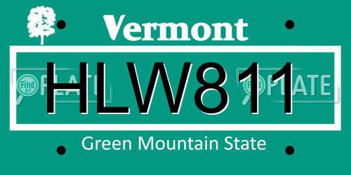 HLW811 Vermont License Plate