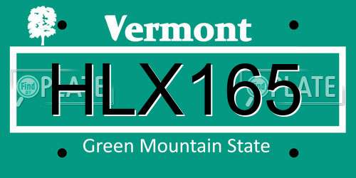 HLX165 Vermont License Plate