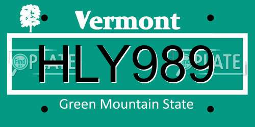 HLY989 Vermont License Plate