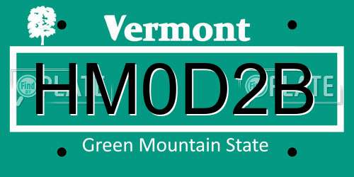 HM0D2B Vermont License Plate
