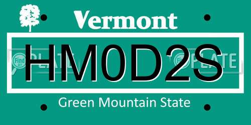 HM0D2S Vermont License Plate