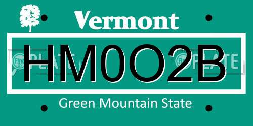 HM0O2B Vermont License Plate