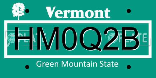 HM0Q2B Vermont License Plate