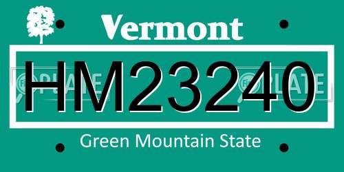 HM23240 Vermont License Plate