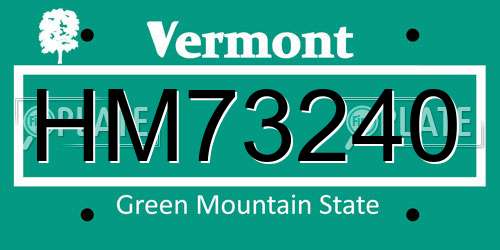 HM73240 Vermont License Plate