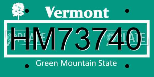 HM73740 Vermont License Plate