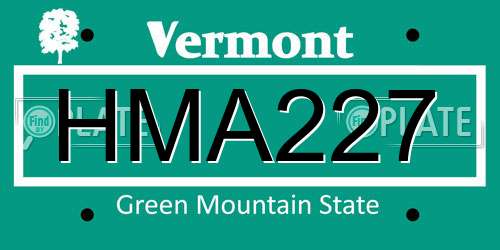 HMA227 Vermont License Plate
