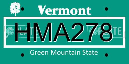 HMA278 Vermont License Plate