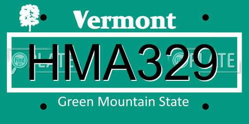 HMA329 Vermont License Plate