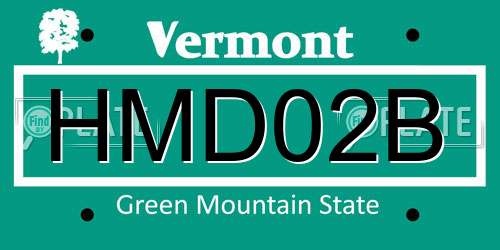 HMD02B Vermont License Plate