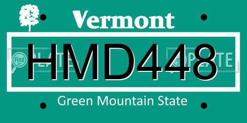 HMD448 Vermont License Plate
