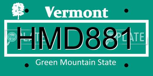HMD881 Vermont License Plate