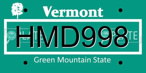 HMD998 Vermont License Plate