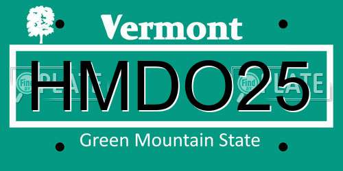 HMDO25 Vermont License Plate