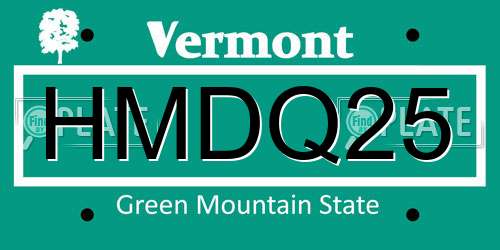 HMDQ25 Vermont License Plate