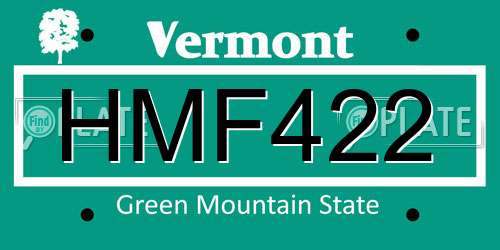 HMF422 Vermont License Plate