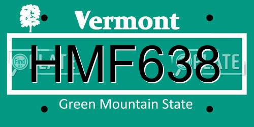 HMF638 Vermont License Plate