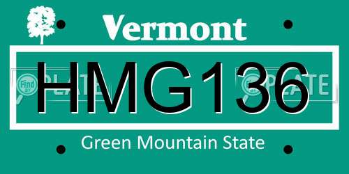 HMG136 Vermont License Plate