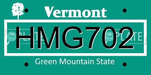 HMG702 Vermont License Plate