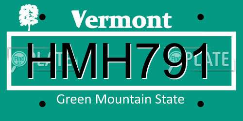 HMH791 Vermont License Plate