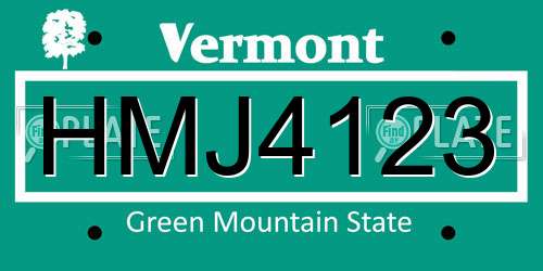HMJ4123 Vermont License Plate
