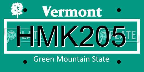 HMK205 Vermont License Plate