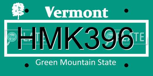 HMK396 Vermont License Plate