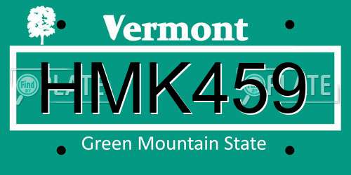 HMK459 Vermont License Plate