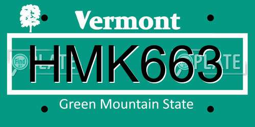 HMK663 Vermont License Plate