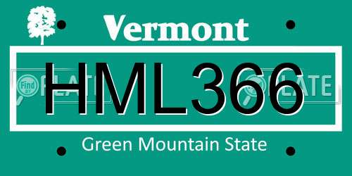 HML366 Vermont License Plate