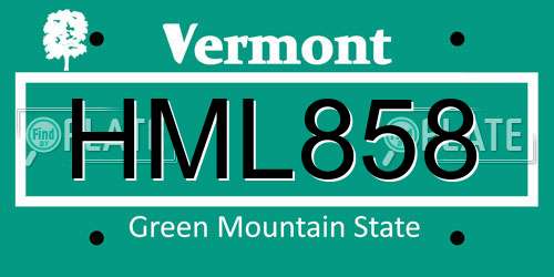 HML858 Vermont License Plate