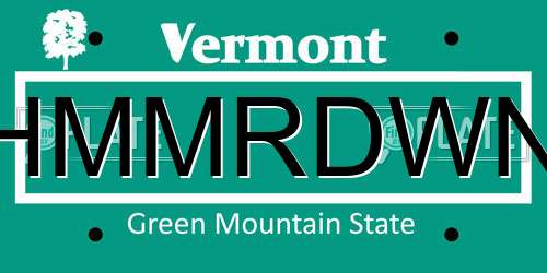 HMMRDWN Vermont License Plate
