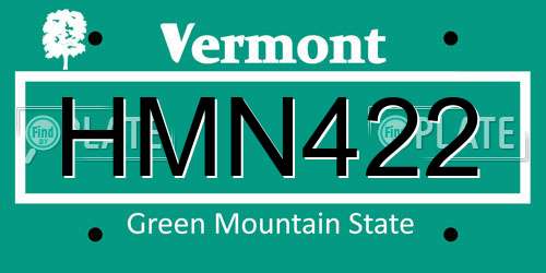 HMN422 Vermont License Plate