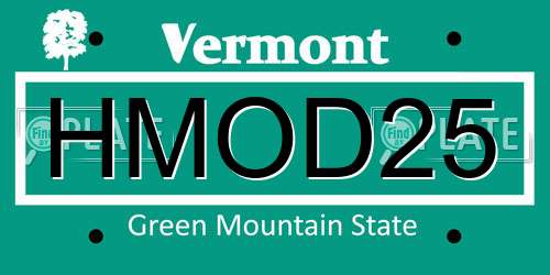 HMOD25 Vermont License Plate