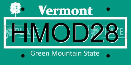 HMOD28 Vermont License Plate